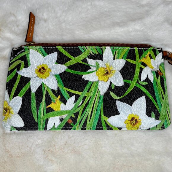 Dooney & Bourke Daffodils on Black Drawstring Bucket Bag With Matching Wristlet - Picture 15 of 16
